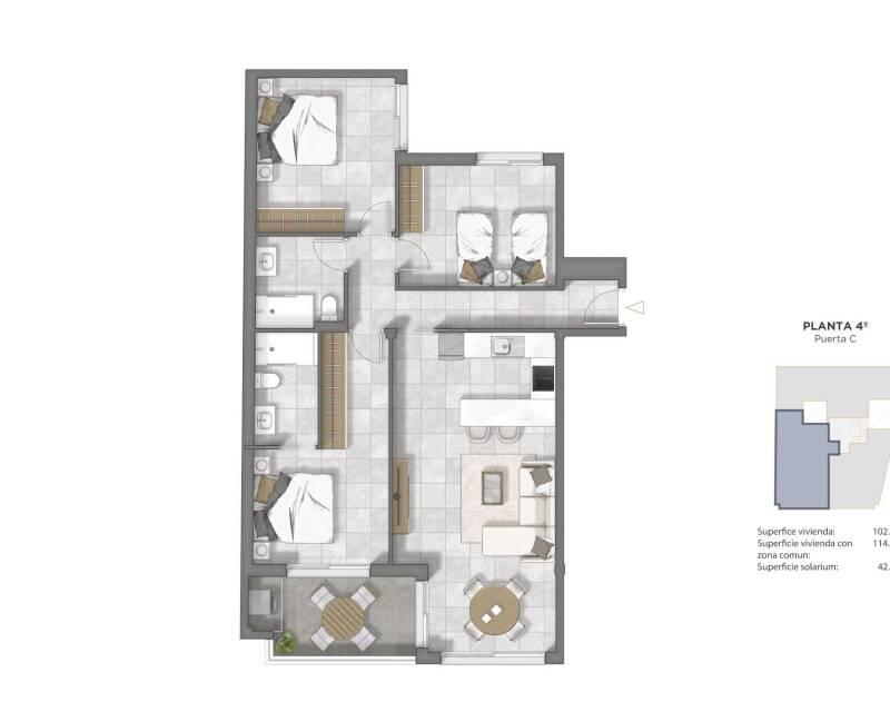 3 Cuarto Apartamento en venta