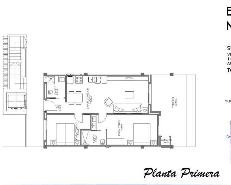 2 slaapkamer Appartement Te koop