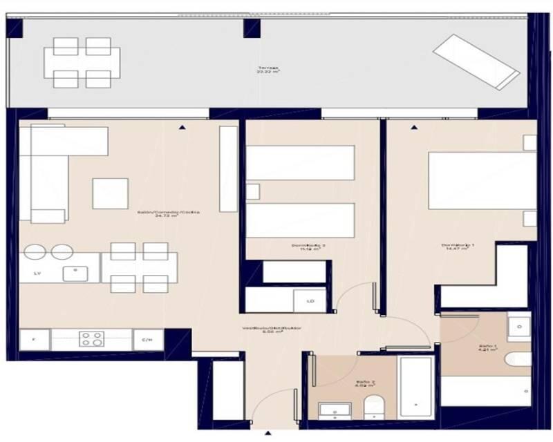 2 Cuarto Apartamento en venta