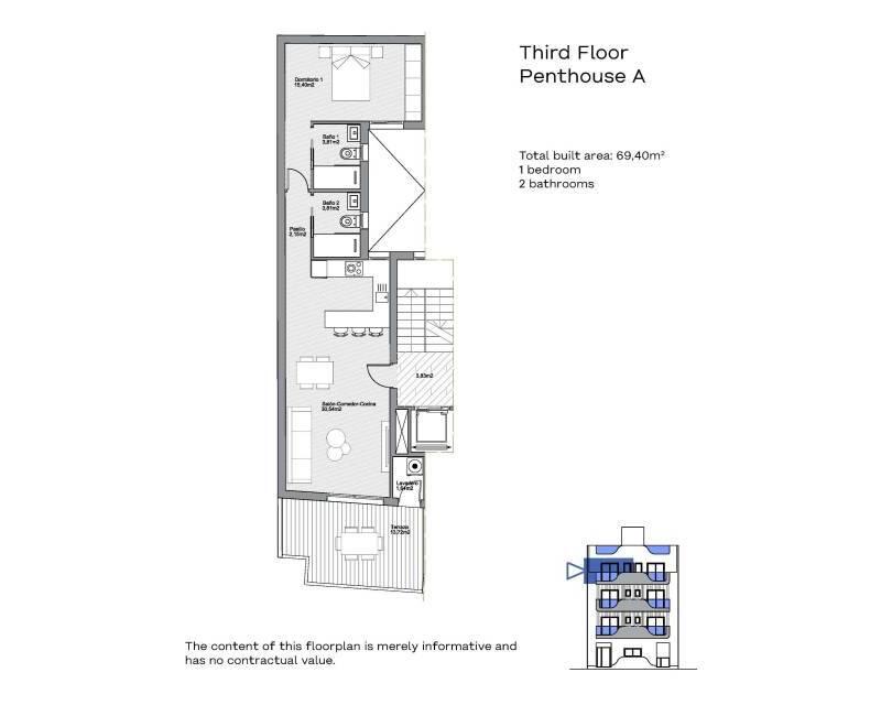 1 slaapkamer Appartement Te koop