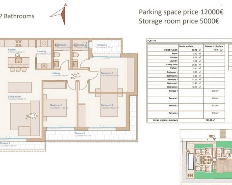 3 Schlafzimmer Appartement zu verkaufen