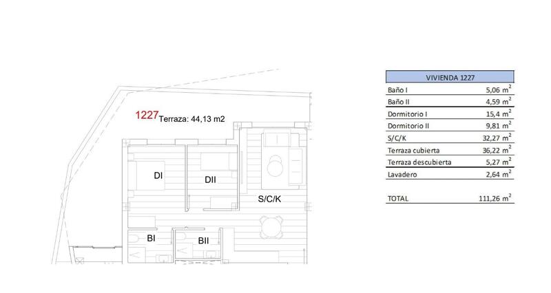 2 slaapkamer Appartement Te koop