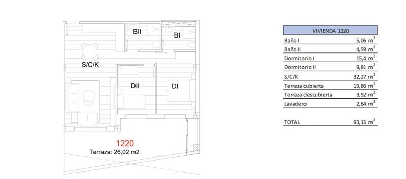 2 chambre Appartement à vendre